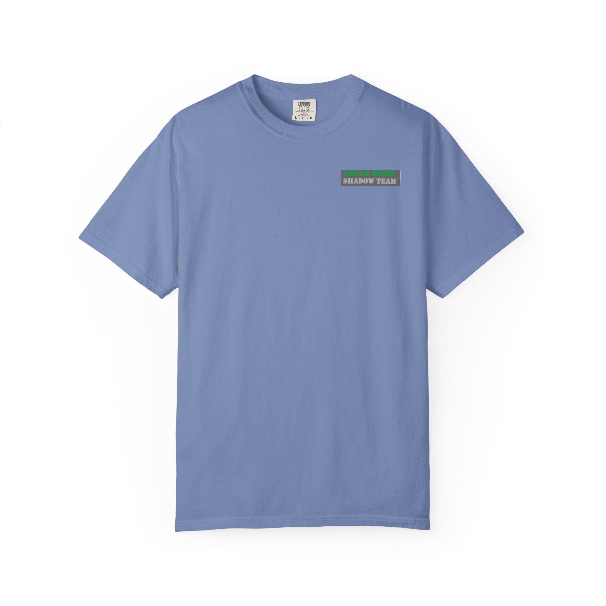 CHUCK DENIM Shadow Team Tee — "CHUCK DENIM" Military-Inspired Chest & Back Print