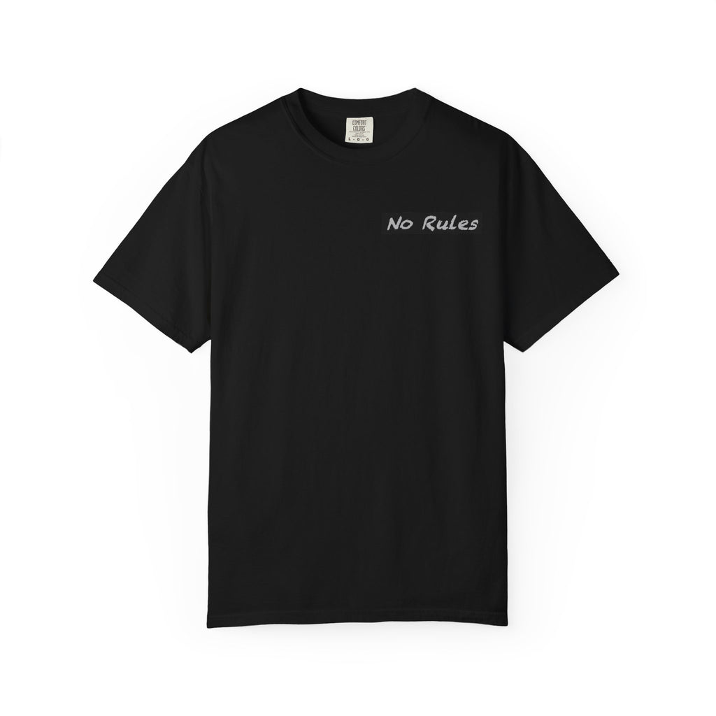 "No Rules"  CHUCK DENIM Shadow Team Tee — "No Rules" front & CHUCK DENIM Military-Inspired Back Print