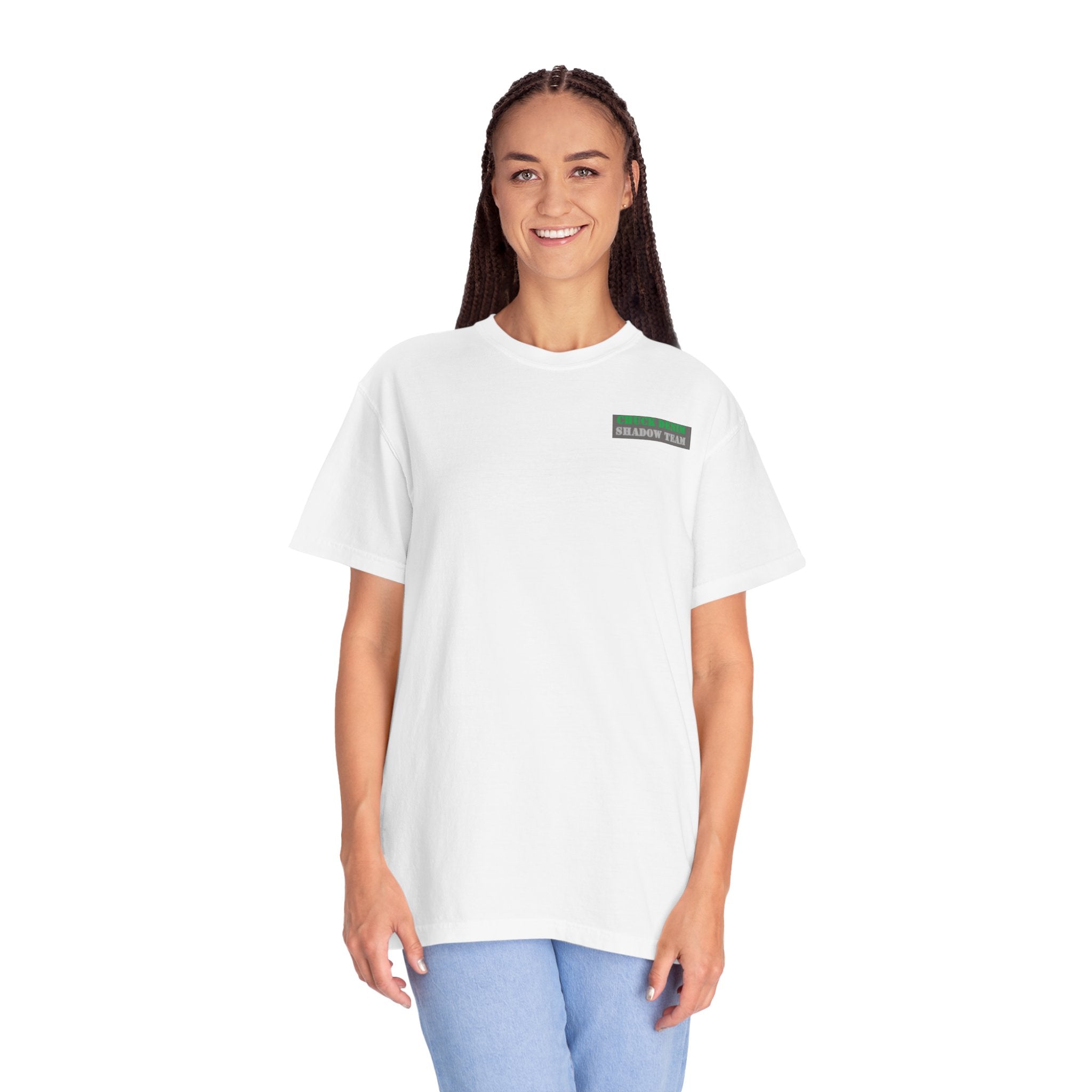 CHUCK DENIM Shadow Team Tee — "CHUCK DENIM" Military-Inspired Chest & Back Print