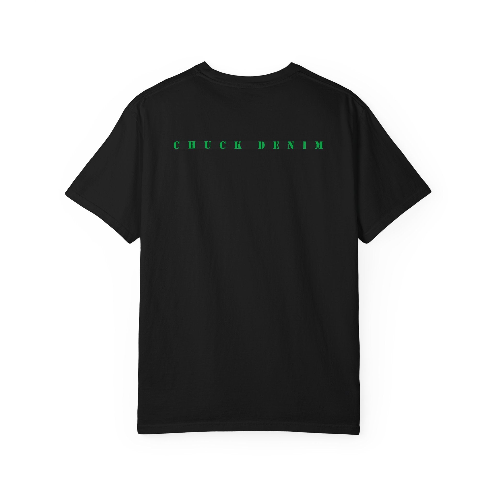 "No Rules"  CHUCK DENIM Shadow Team Tee — "No Rules" front & CHUCK DENIM Military-Inspired Back Print