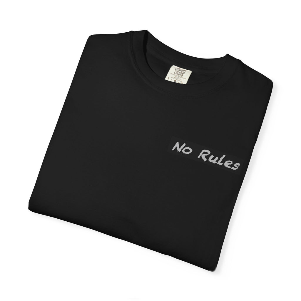 "No Rules"  CHUCK DENIM Shadow Team Tee — "No Rules" front & CHUCK DENIM Military-Inspired Back Print