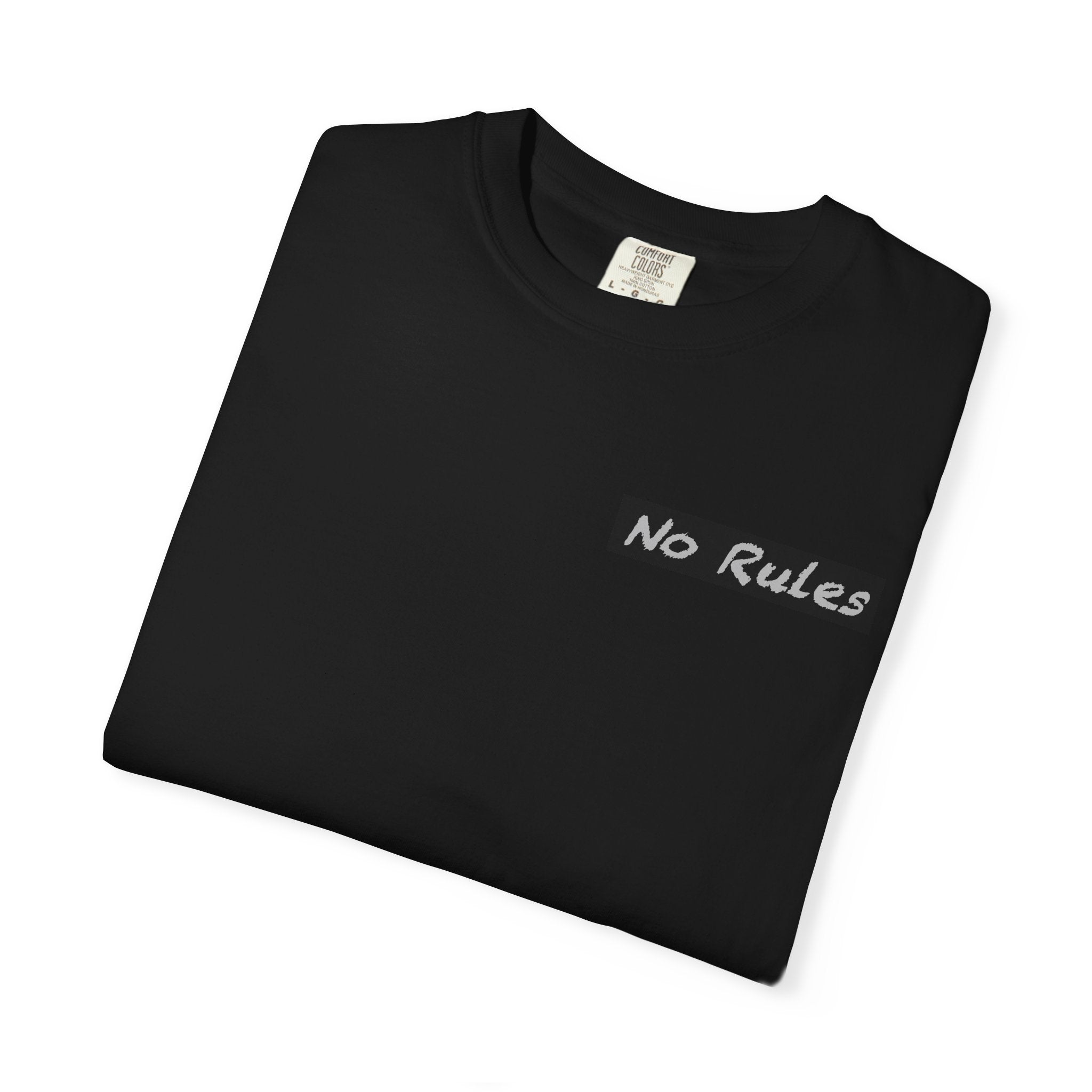 "No Rules"  CHUCK DENIM Shadow Team Tee — "No Rules" front & CHUCK DENIM Military-Inspired Back Print