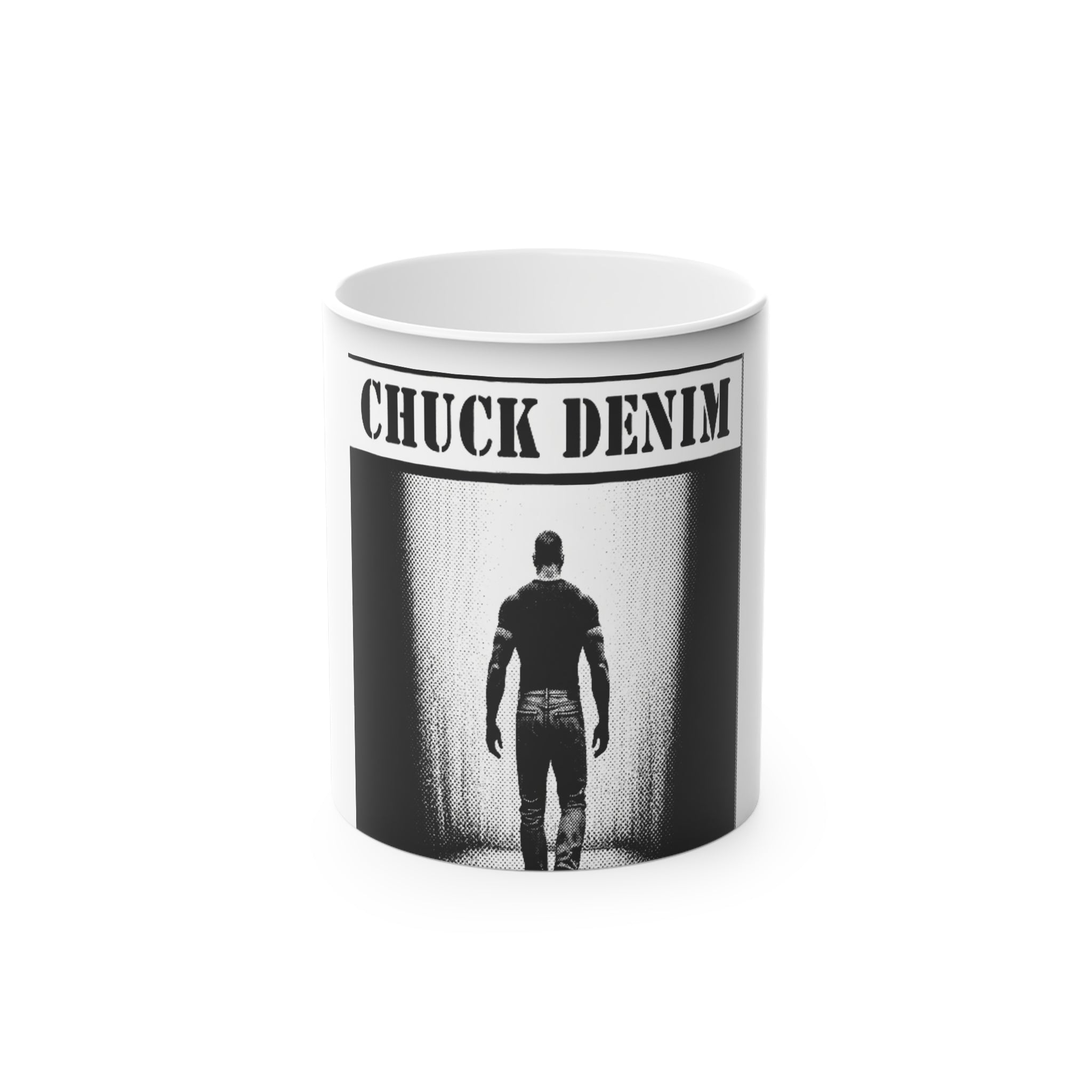 Stealth 'CHUCK DENIM' Coffee Mug - Black & White Retro Silhouette
