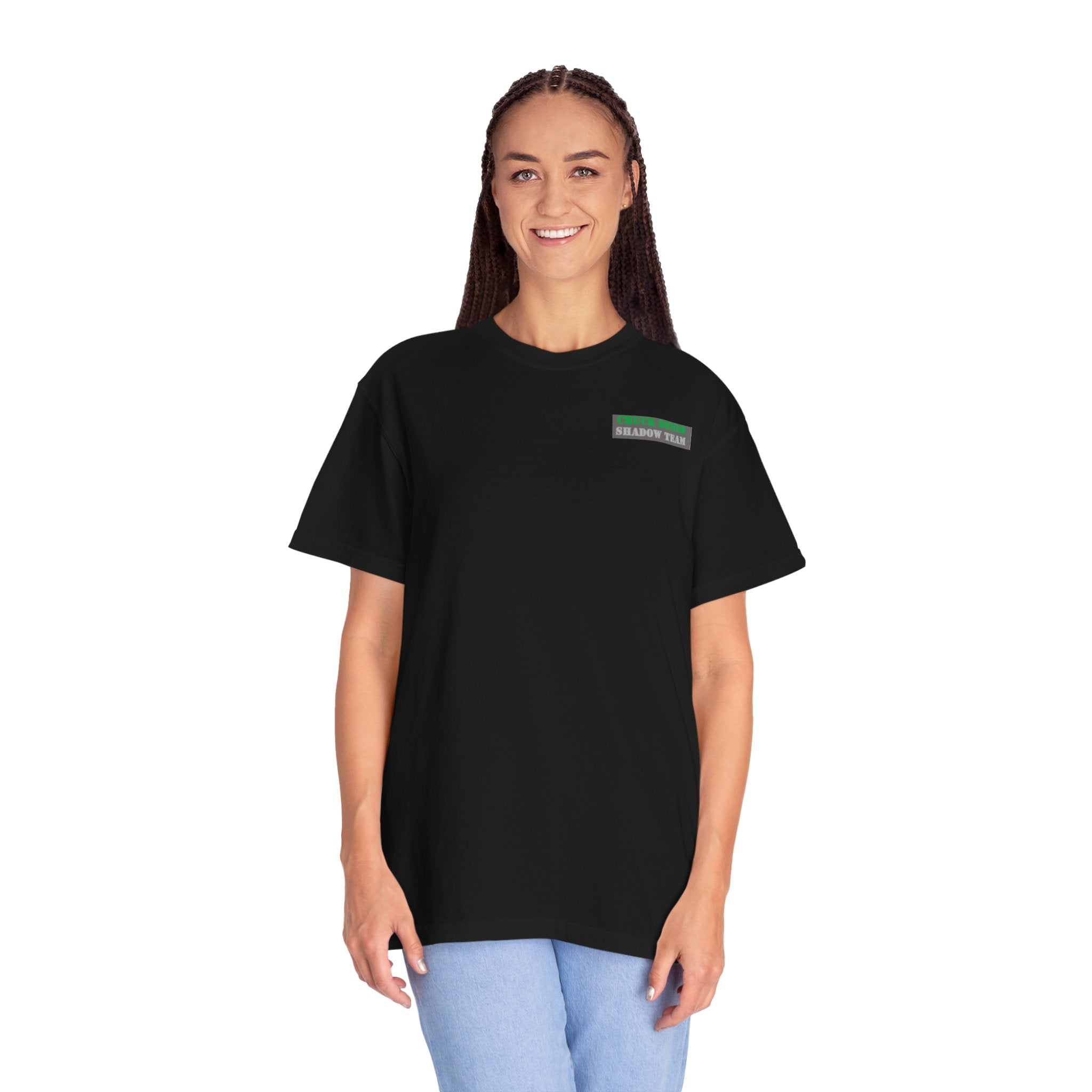 CHUCK DENIM Shadow Team Tee — "CHUCK DENIM" Military-Inspired Chest & Back Print