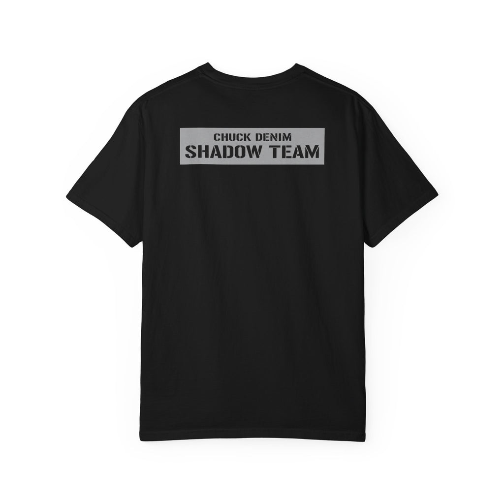 CHUCK DENIM Shadow Team Tee — "CHUCK DENIM" Military-Inspired Chest & Back Print
