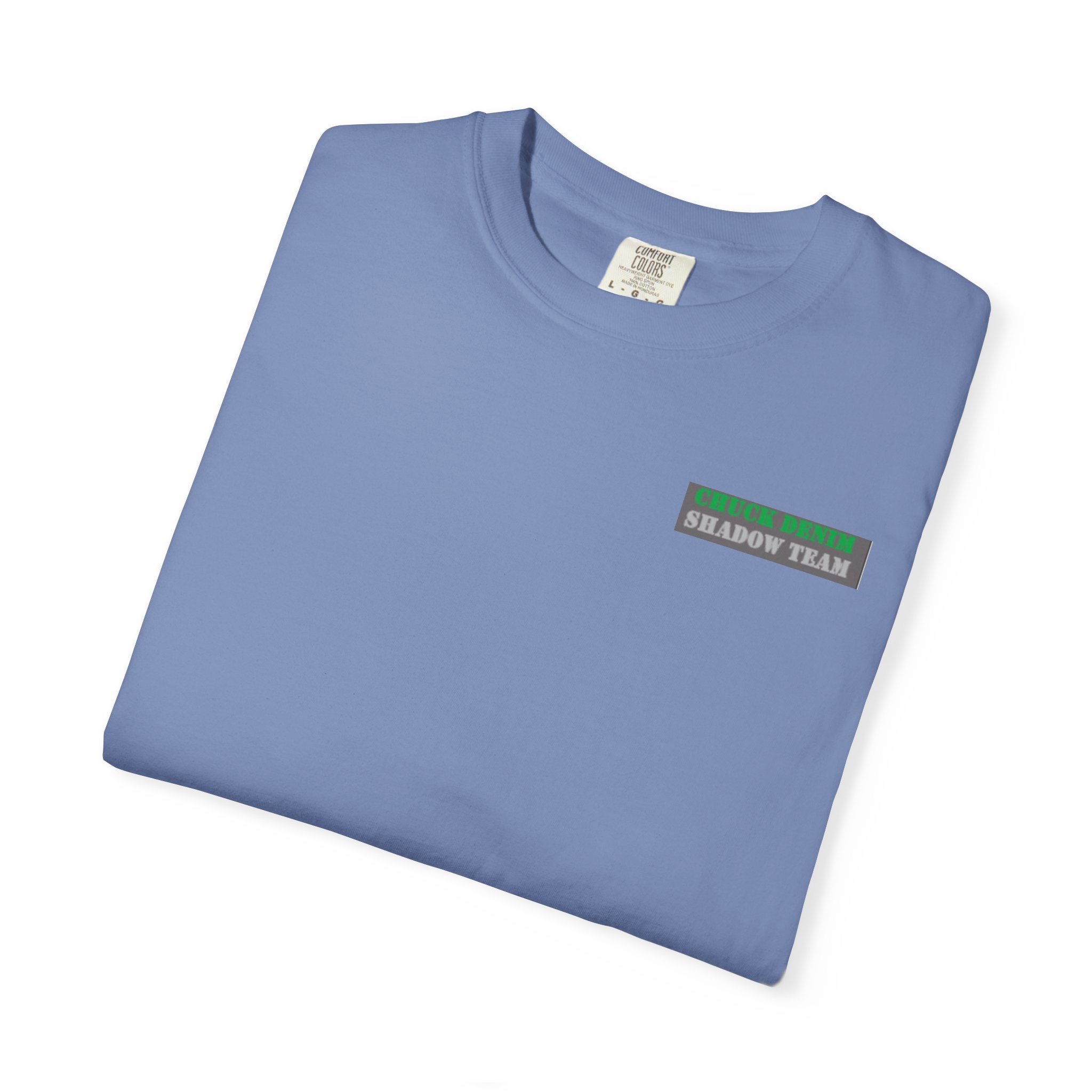 CHUCK DENIM Shadow Team Tee — "CHUCK DENIM" Military-Inspired Chest & Back Print
