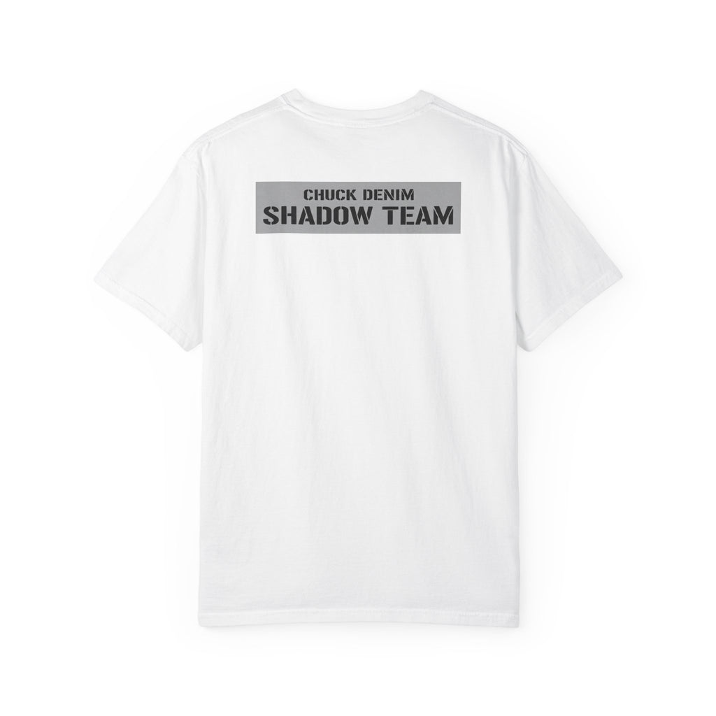 CHUCK DENIM Shadow Team Tee — "CHUCK DENIM" Military-Inspired Chest & Back Print
