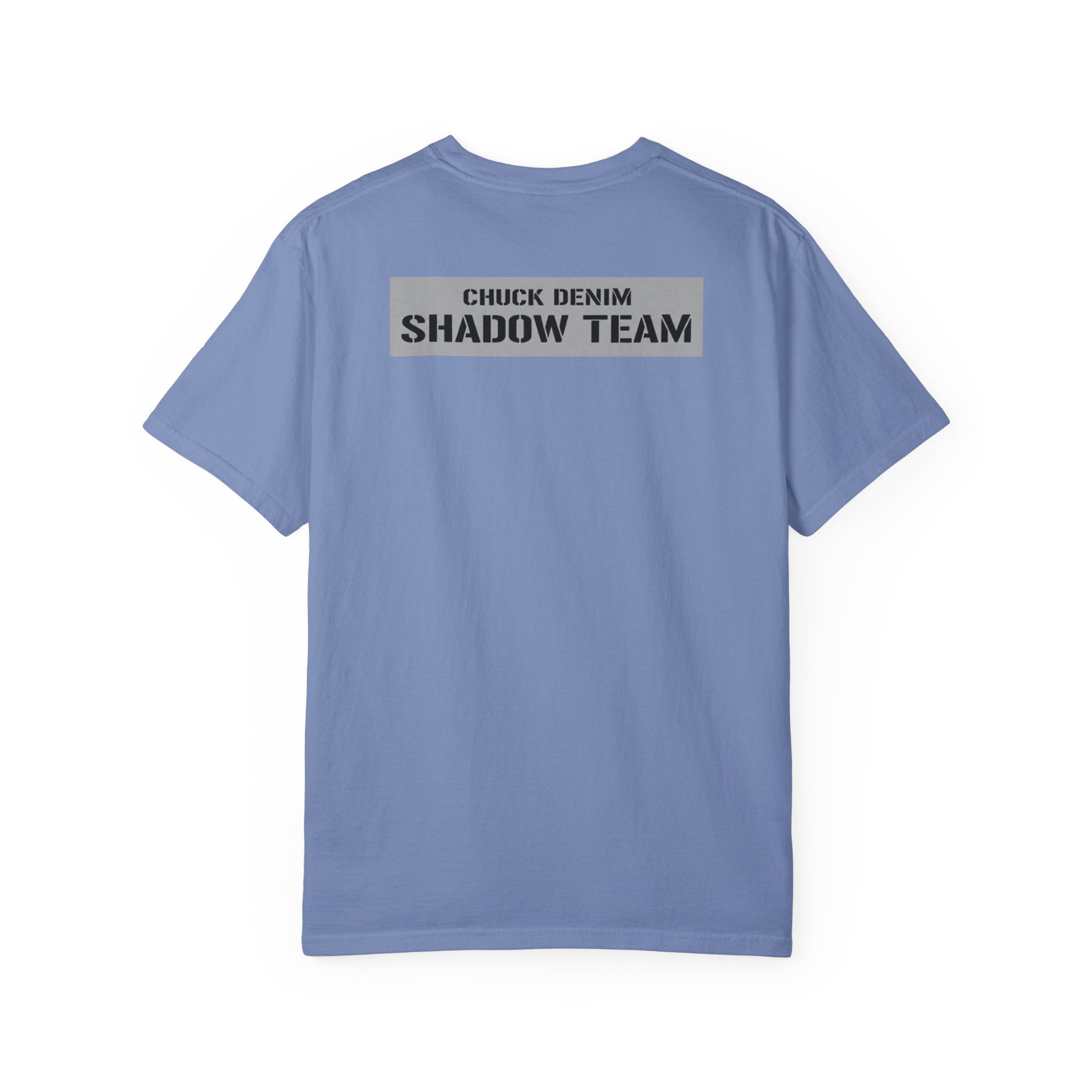 CHUCK DENIM Shadow Team Tee — "CHUCK DENIM" Military-Inspired Chest & Back Print